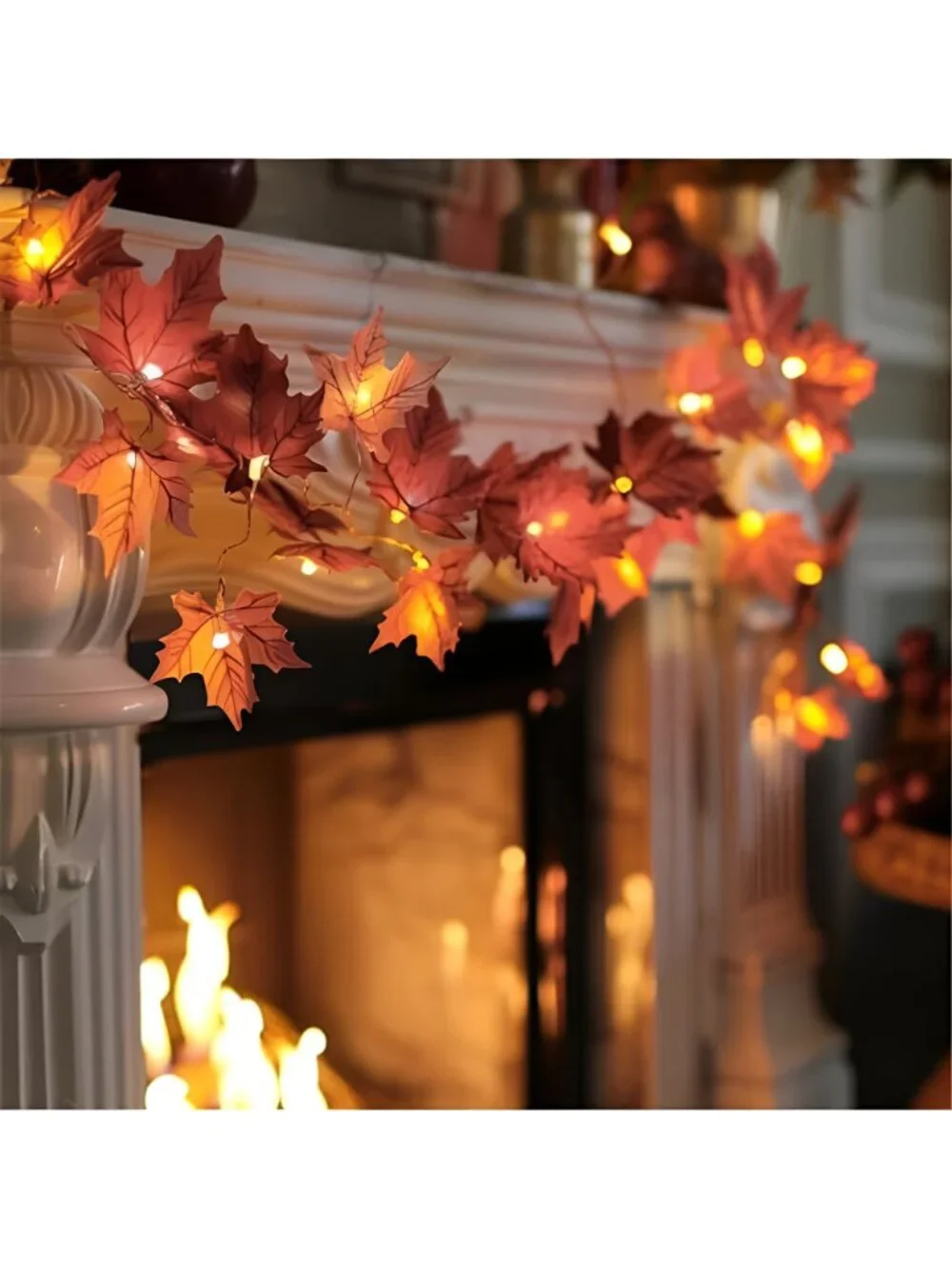 2 Pack Thanksgiving Maple Leaf String Lights, Total 20FT 40 LED